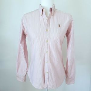 Ralph Lauren Slim Fit Pink & White Oxford Shirt
